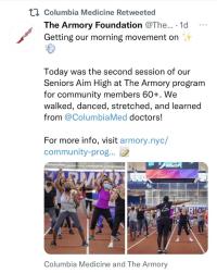screenshot of a tweet from Columbia Medicine's Twitter account